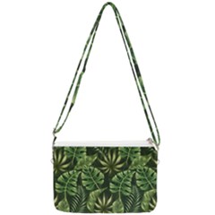 Green Tropical Leaves Double Gusset Crossbody Bag by goljakoff