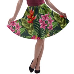 Tropic Flowers A-line Skater Skirt by goljakoff