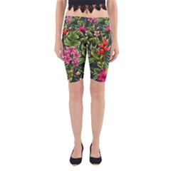 Tropic Flowers Yoga Cropped Leggings by goljakoff