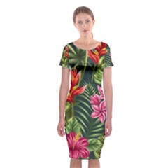 Tropic Flowers Classic Short Sleeve Midi Dress by goljakoff