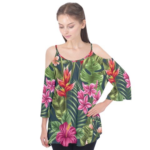 Tropic Flowers Flutter Tees by goljakoff