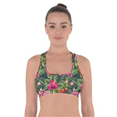 Tropic Flowers Cross Back Sports Bra by goljakoff