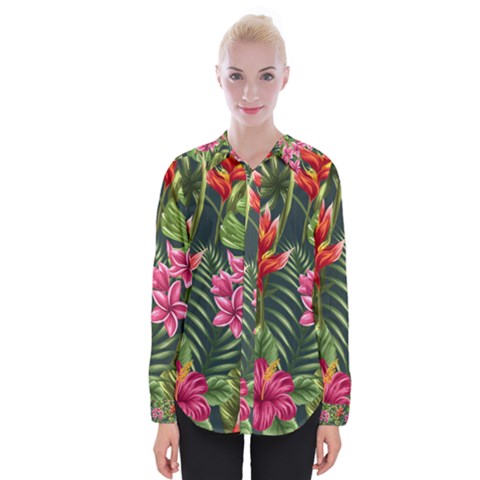 Tropic Flowers Womens Long Sleeve Shirt by goljakoff