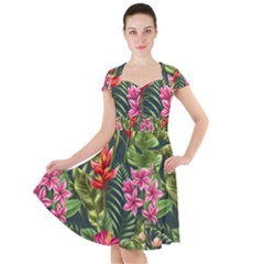 Tropic Flowers Cap Sleeve Midi Dress by goljakoff