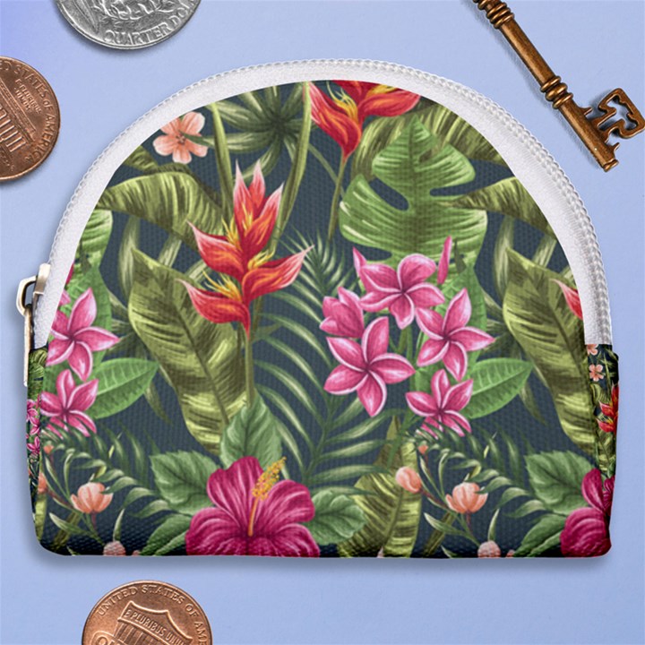 Tropic flowers Horseshoe Style Canvas Pouch