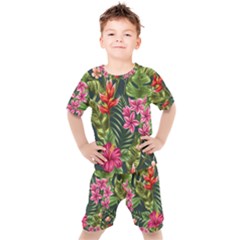 Tropic Flowers Kids  Tee And Shorts Set by goljakoff