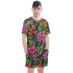 Tropic Flowers Men s Mesh Tee And Shorts Set