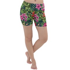 Tropic Flowers Lightweight Velour Yoga Shorts by goljakoff