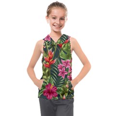 Tropic Flowers Kids  Sleeveless Hoodie by goljakoff