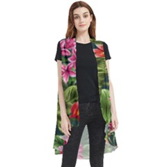 Tropic Flowers Sleeveless Chiffon Waistcoat Shirt