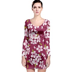 Cherry Blossom Long Sleeve Bodycon Dress by goljakoff