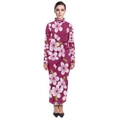 Cherry Blossom Turtleneck Maxi Dress by goljakoff