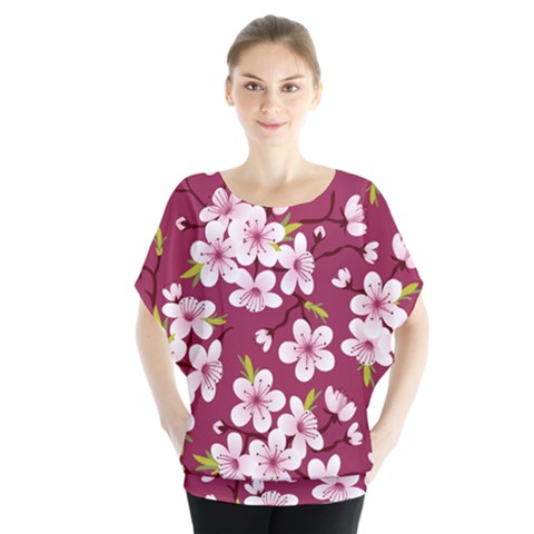 Cherry Blossom Batwing Chiffon Blouse by goljakoff