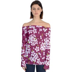 Cherry Blossom Off Shoulder Long Sleeve Top by goljakoff