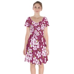 Cherry Blossom Short Sleeve Bardot Dress by goljakoff