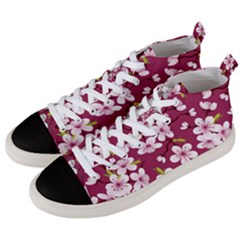 Cherry Blossom Men s Mid-top Canvas Sneakers by goljakoff