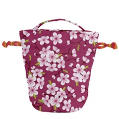 Cherry Blossom Drawstring Bucket Bag by goljakoff