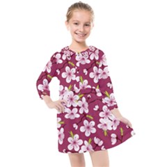 Cherry Blossom Kids  Quarter Sleeve Shirt Dress by goljakoff