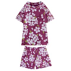 Cherry Blossom Kids  Swim Tee And Shorts Set by goljakoff