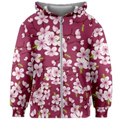 Cherry Blossom Kids  Zipper Hoodie Without Drawstring by goljakoff