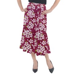 Cherry Blossom Midi Mermaid Skirt by goljakoff