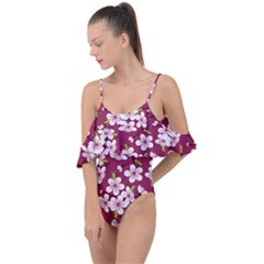 Cherry Blossom Drape Piece Swimsuit by goljakoff