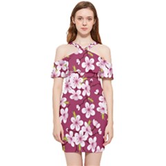 Cherry Blossom Shoulder Frill Bodycon Summer Dress by goljakoff