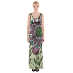 Mandala Flower Thigh Split Maxi Dress