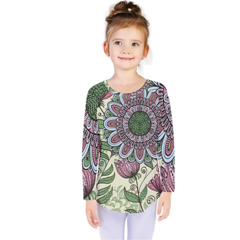 Mandala Flower Kids  Long Sleeve Tee by goljakoff