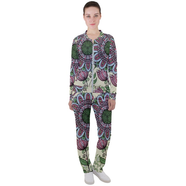 Mandala flower Casual Jacket and Pants Set