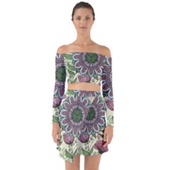 Mandala Flower Off Shoulder Top With Skirt Set by goljakoff