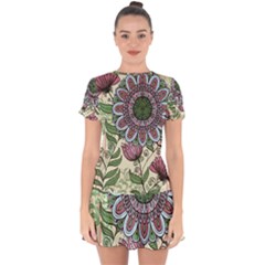 Mandala Flower Drop Hem Mini Chiffon Dress by goljakoff