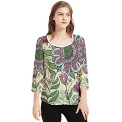 Mandala Flower Chiffon Quarter Sleeve Blouse by goljakoff