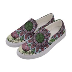 Mandala Flower Women s Canvas Slip Ons by goljakoff