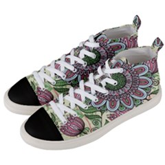 Mandala Flower Men s Mid-top Canvas Sneakers by goljakoff