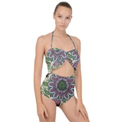 Mandala Flower Scallop Top Cut Out Swimsuit by goljakoff