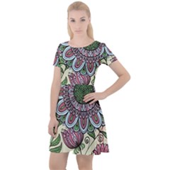 Mandala Flower Cap Sleeve Velour Dress  by goljakoff