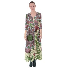 Mandala Flower Button Up Maxi Dress by goljakoff