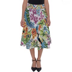 Flowers And Peacock Perfect Length Midi Skirt by goljakoff