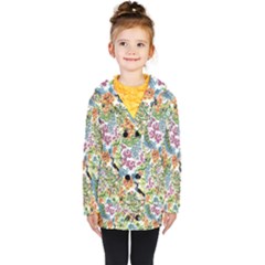 Flowers And Peacock Kids  Double Breasted Button Coat by goljakoff