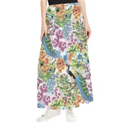 Flowers And Peacock Maxi Chiffon Skirt by goljakoff