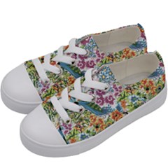 Flowers And Peacock Kids  Low Top Canvas Sneakers by goljakoff