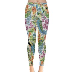 Flowers And Peacock Inside Out Leggings by goljakoff