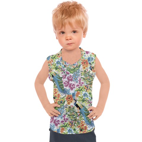 Flowers And Peacock Kids  Sport Tank Top by goljakoff