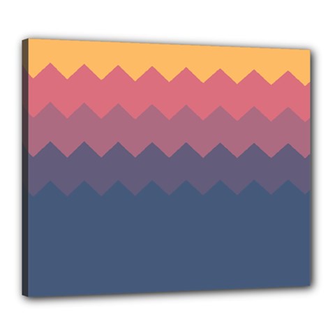 Flat Autumn Zigzag Palette Canvas 24  X 20  (stretched) by goljakoff