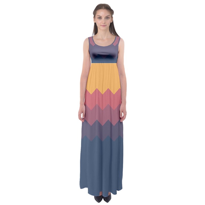 Flat autumn zigzag palette Empire Waist Maxi Dress