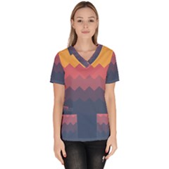 Flat Autumn Zigzag Palette Women s V-neck Scrub Top by goljakoff