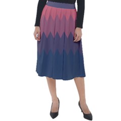 Flat Autumn Zigzag Palette Classic Velour Midi Skirt  by goljakoff