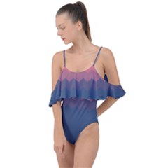 Flat Autumn Zigzag Palette Drape Piece Swimsuit by goljakoff