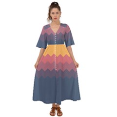 Flat Autumn Zigzag Palette Kimono Sleeve Boho Dress by goljakoff